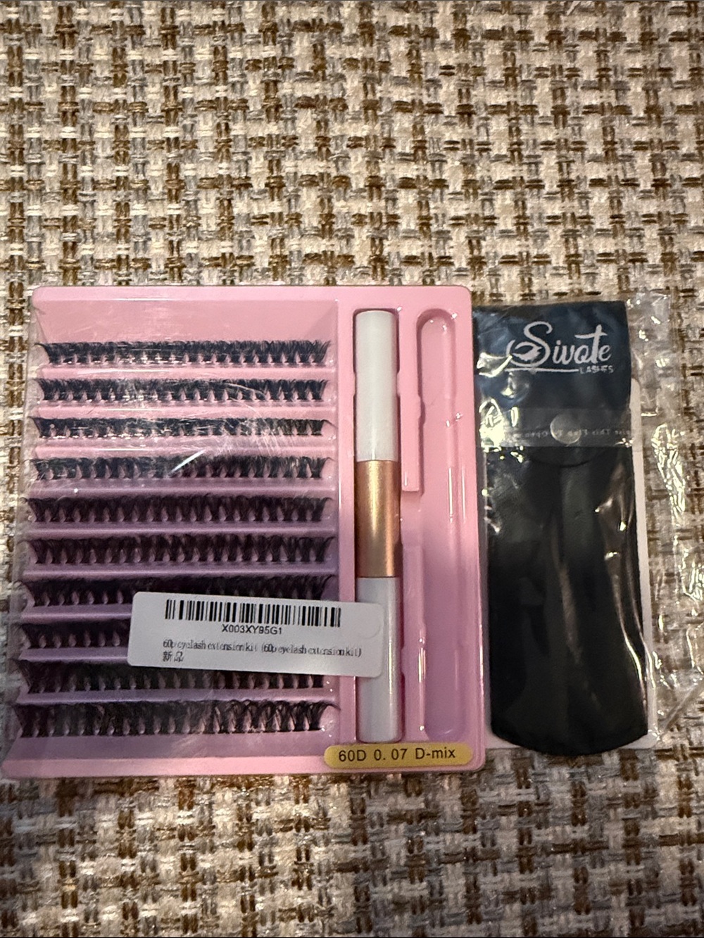 Siwate Pink Individual Eyelash Extensions Kit - Black Lashes with tweezer set